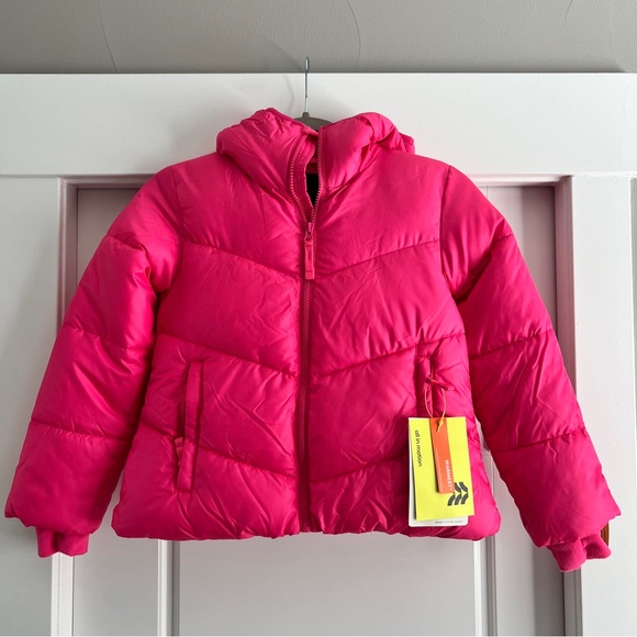 NWT Girl's hot pink Short Puffer Jacket - All in Motion - small - Picture 8 of 8